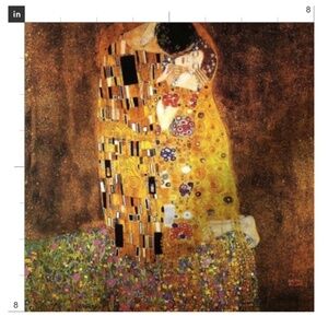 Fabric Swatch, The Kiss by Klimt, Fine Art on Cotton